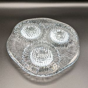 Scandinavian Snowball Textured Art Glass Christmas Candle Holder